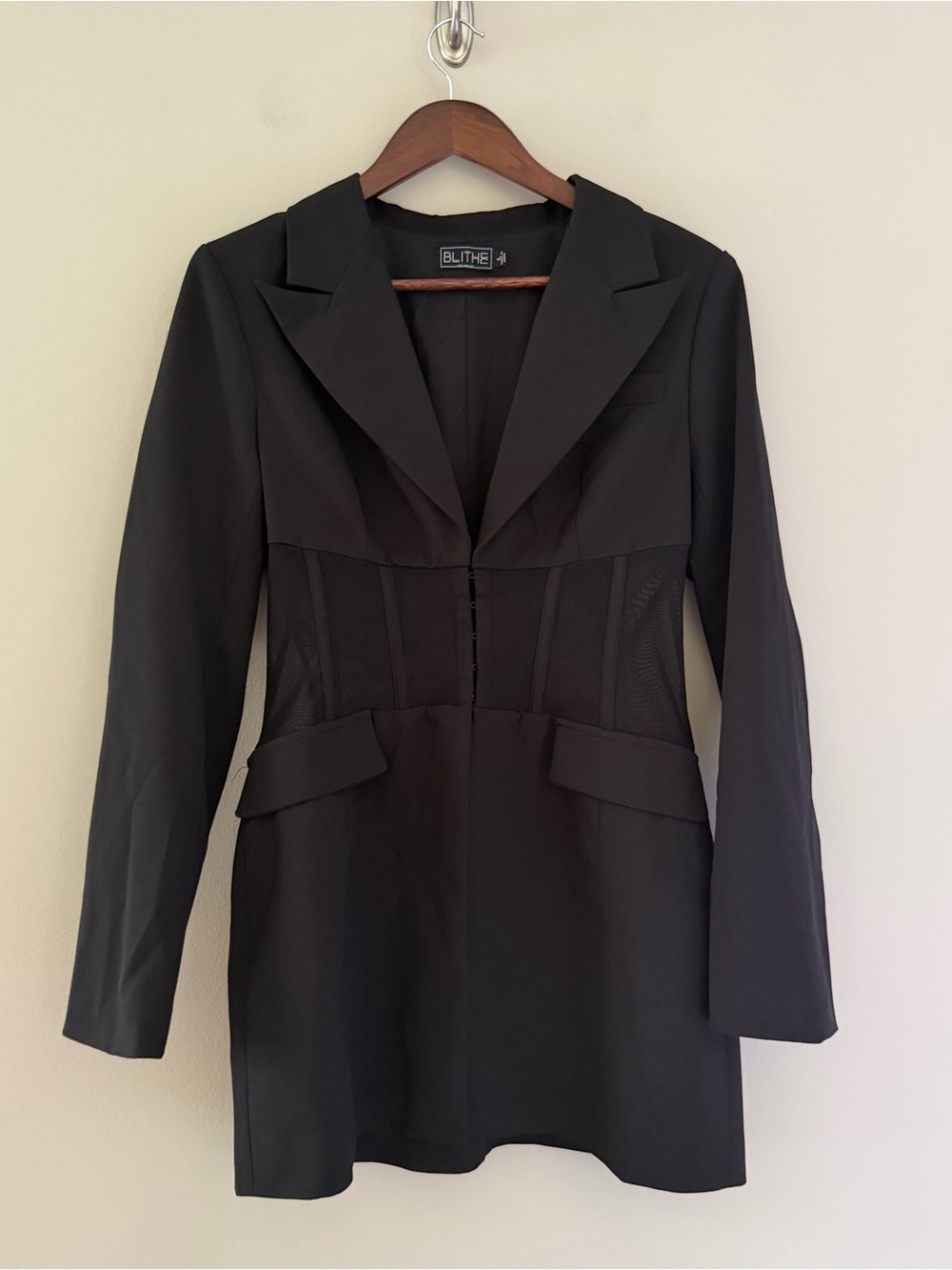 Blithe LA Black Sheer Corset Blazer Jacket | Size L